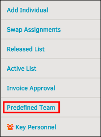 Predefined Team