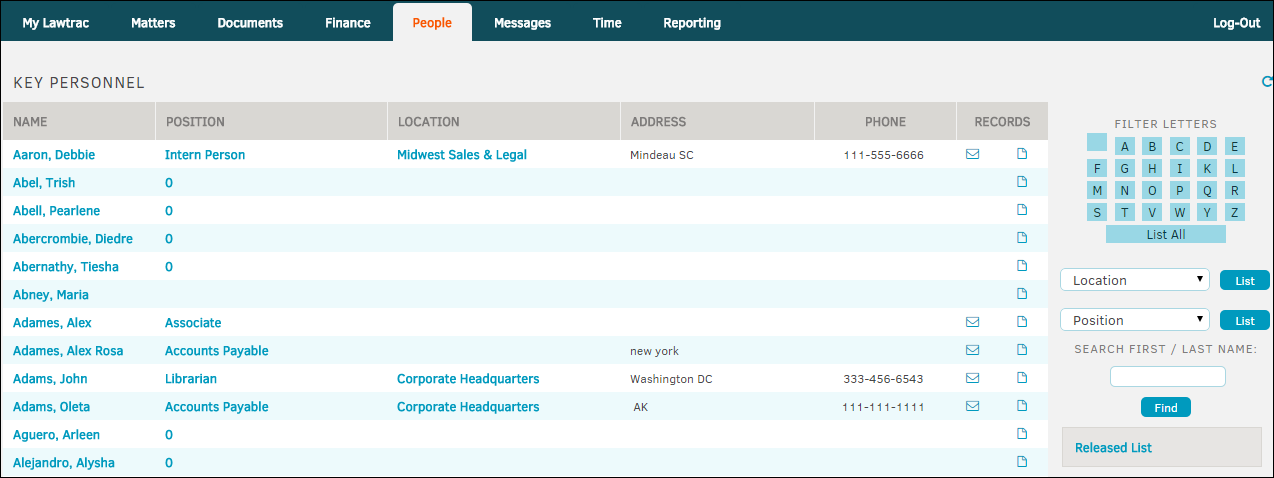 Key Personnel Page