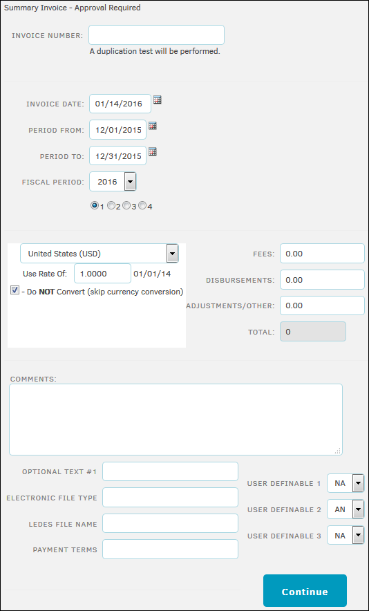 Summary Invoice