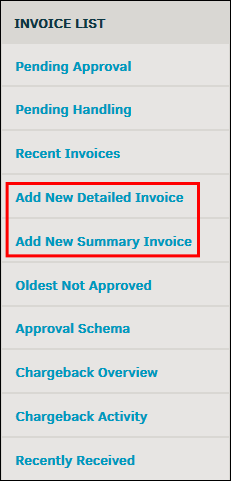 Add New Detailed or Summary Invoice