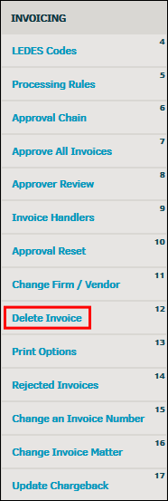 Delete Invoice Link