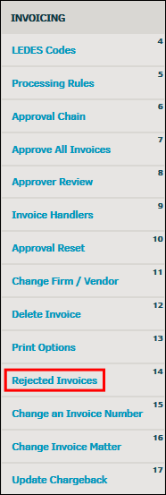 Rejected Invoices Link