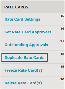 Duplicate Rate Cards Link