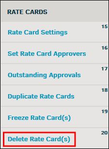 Delete Rate Card(s) Link