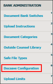 Docsave Configuration Link