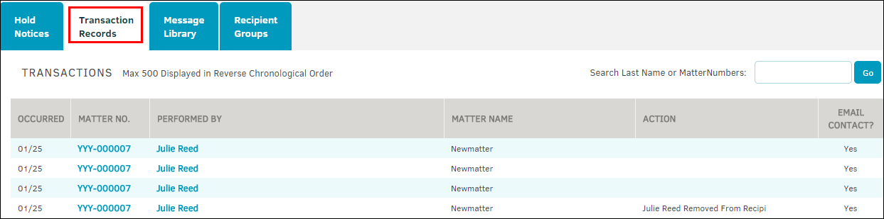 Transaction Records