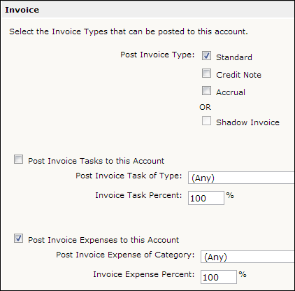 The account must allow invoices to be posted.