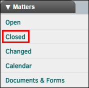 Matters: Closed