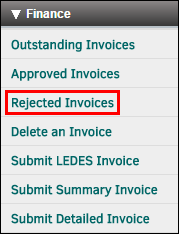 Finance: Rejected Invoices