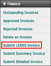 Finance: Submit LEDES Invoice