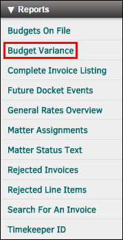 Reports: Budget Variance
