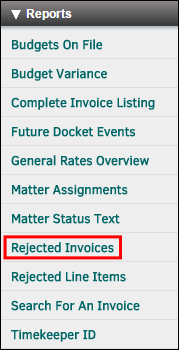 Reports: Rejected Invoices