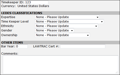 My Lawtrac: Timekeeper and LEDES Codes