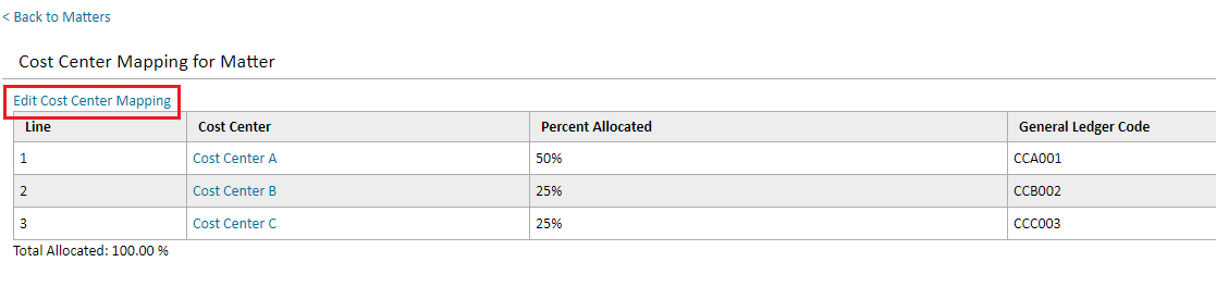 Edit cost center allocations