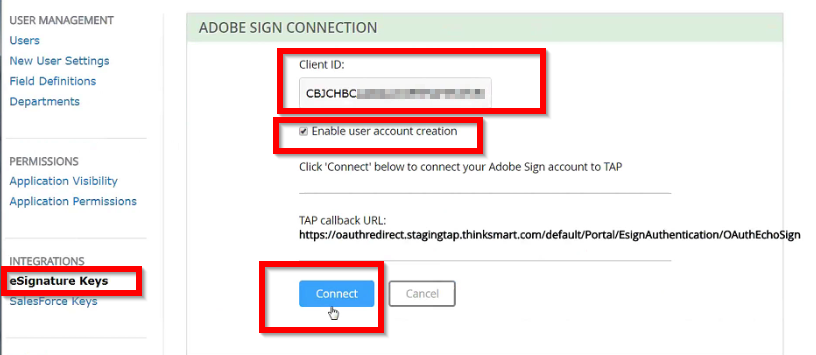How do you connect Adobe eSignature with TAP 07.png