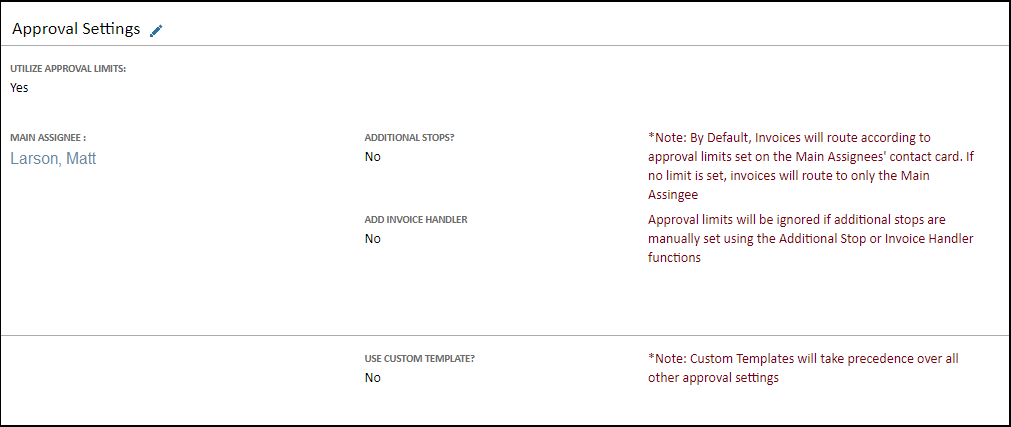 Routing to Approval Settings Matter Invoice