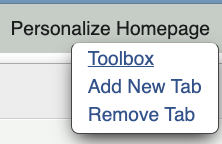 Toolbox option under the Personalize Homepage link