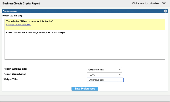 Select a Crystal report and save it