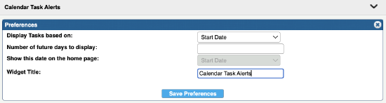 Calendar task alerts preferences
