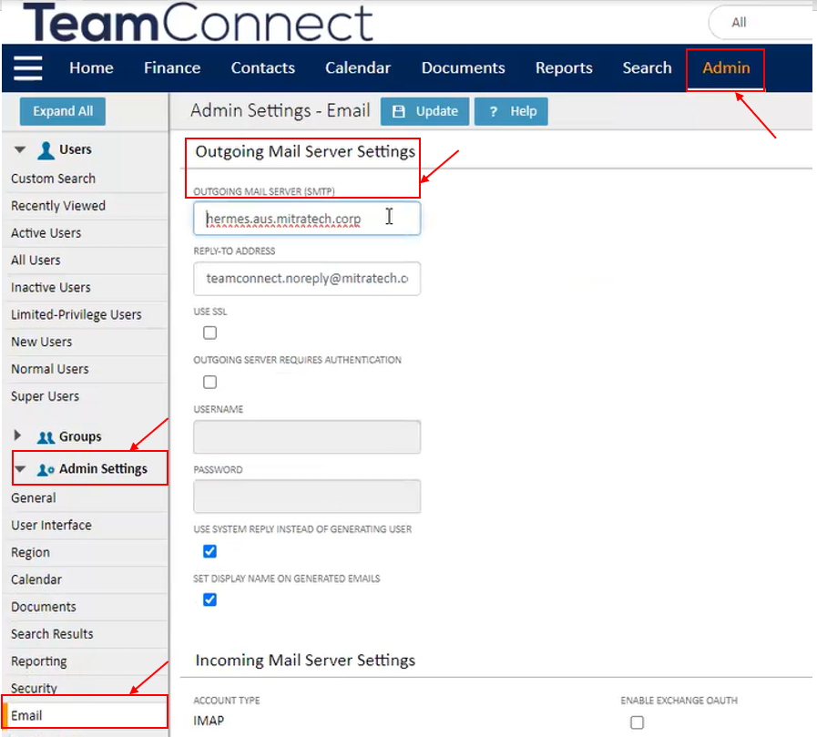 The user must inject and configure the SMTP in order to trigger the email notification.