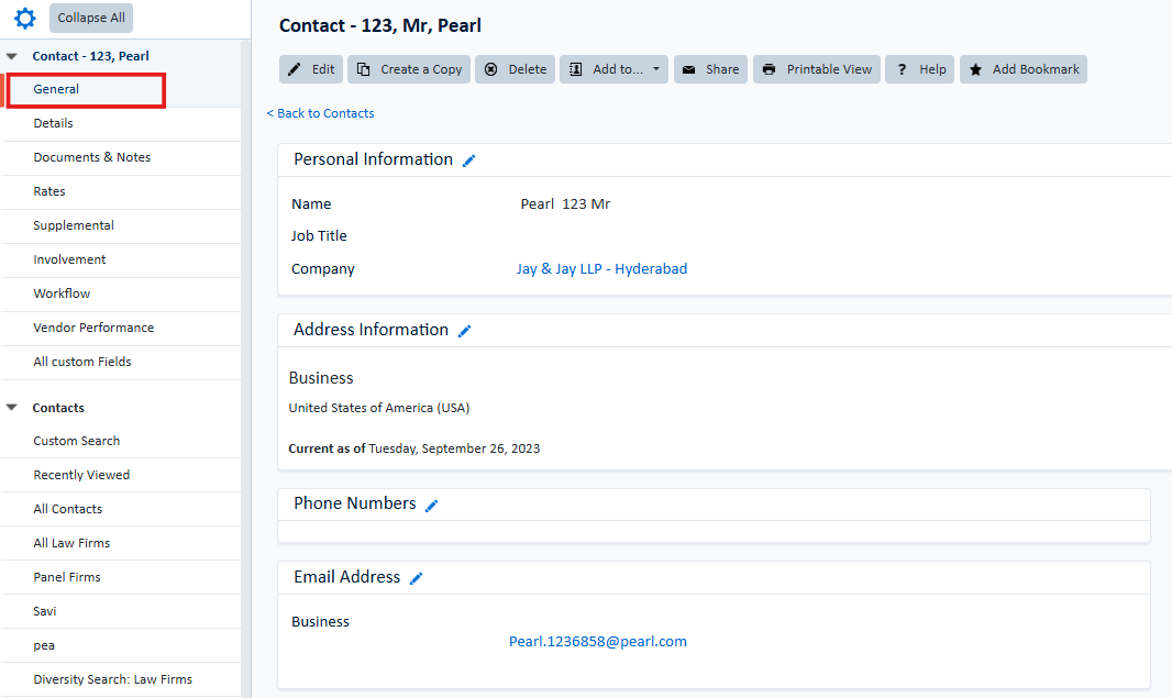 general setting for contact