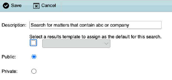 The pop-up to save a search