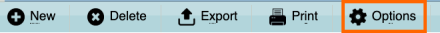 Options in the search menu