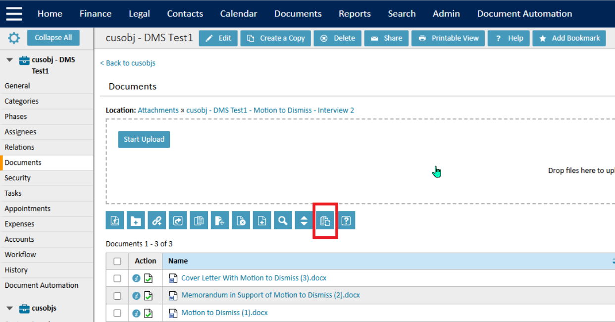 Document Sync button on UI